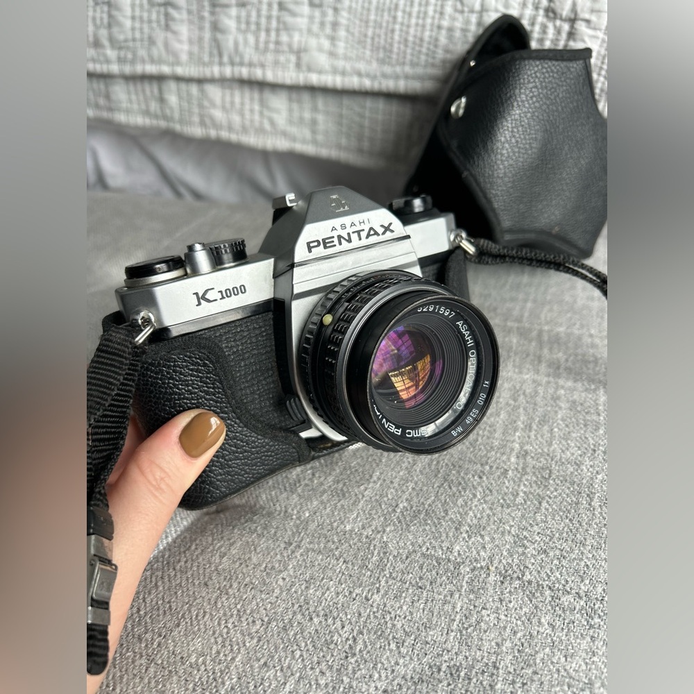 Pentax Asahi Film camera K1000 with protective case and strap